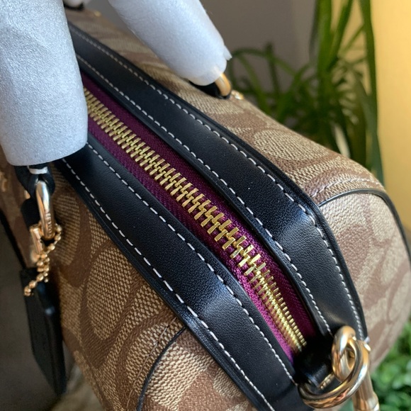 Authentic COACH Signature canvas/Smooth leather DisneyX  top zip Satchel/Crosby - Picture 14 of 16